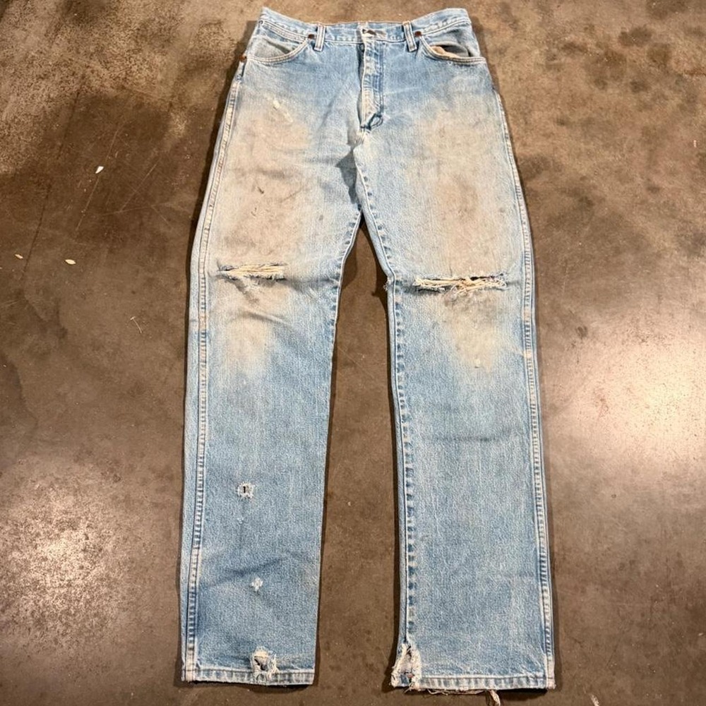 Vintage 1990s Wrangler Farm Worn Distressed Jeans Blue 29x33.5